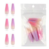 French Coffin Press On Nails Long Ballerina Faux Ongles Full Cover Plastics Fake Nail With Design Artificial Nails Tips Manicure