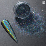 Sparkly iridescent Diamonds Nail Glitter Shinning iridescent Silver Gold Nail Polish Powder Flakes Dust Chrome Pigment Decor