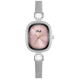 Xpoko  2022 Fashion Watch For Women Silver Mesh Strap Diamond Dial Clock Ladise Wristwatch Female Gift Women Watches Relogio Mujer