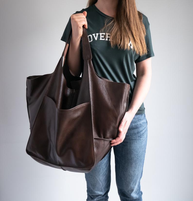 Back to school Casual Soft Large Capacity Tote Women Handbags Designer Aged Metal Look Luxury Pu Leather Shoulder Bag Retro Big Shopper Purses
