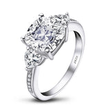 Xpoko Luxury 925 Sterling Silver 3.5Ct Cushion Cut Three Stone Engagement Wedding Ring Anniversary High-End Jewelry