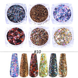 6pcs Rose Gold Nail Glitter Holographic Dip Powder Set Nail Art  Polishing Chrome Pigments Mirror Nail Polish Dust GL1539-NEW