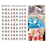 Merry Christmas 3D Nails Sticker Winter Cute Cartoon Sliders Snowflake Elk Xmas Tree Decal UV Gel Polisn Manicures Foils Decor