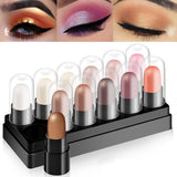 Xpoko 12 Colors Waterproof Eyeshadow Pallete Long-lasting Shimmer Multi Color Matte Eye Shadow Natural Makeup Pallete Sets 12pcs/box