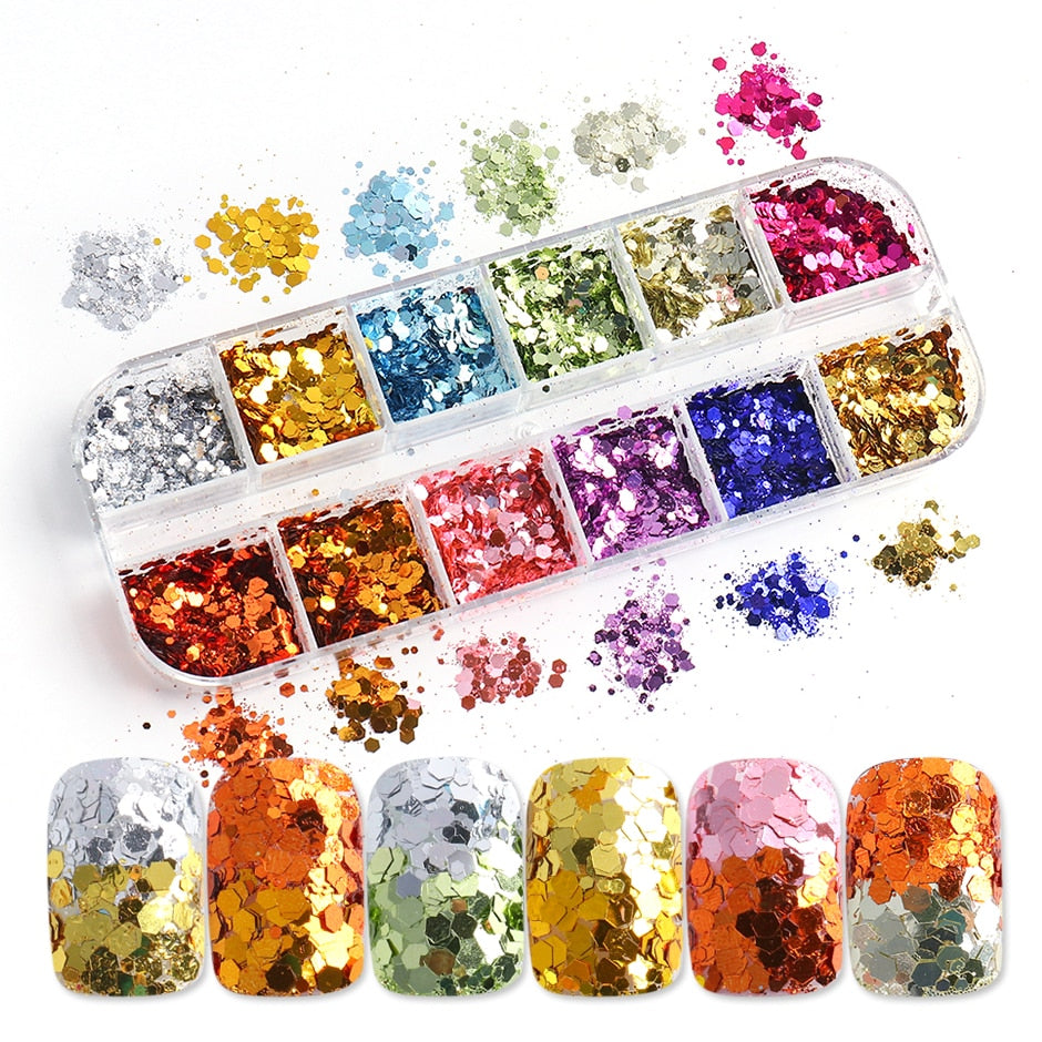Spangles Nail Sequins Aurora AB Mermaid Nail Flakes Stunning Pailliette Heart/Butterfly Spring Sticker Decoration Tips GLHW1-2