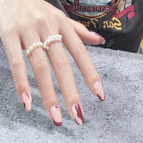 24pcs Floral Wear Short Paragraph Fashion Manicure Patch Glue Type False Nails Wearable Artificial Ballerina Coffin Fake Nails