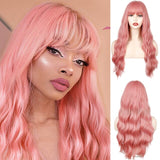 Xpoko Wig Beautiful Long Wave Orange Wig Color Wig Cosplay Wig Natural Orange Wig Female