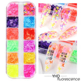 12grid Mini Lips Nails Glitter Flakes Holographic Sequins Paillette Shinny Hollow Manicures Nail Art Decoration Accessories GLZC