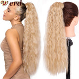 Xpoko 22 Inch Curly Long Ponytail High Temperature Synthetic Fiber Synthetic Brown Ponytail Blonde Wig