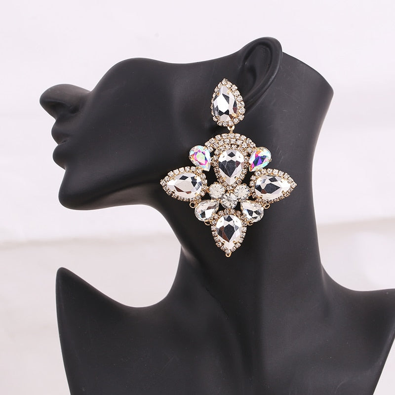 Xpoko Za Earrings Fashion Jewelry 2022 Large Rhinestone Pendant Earrings Drop Earrings For Women Dangle Earrings Korean Earring Gifts