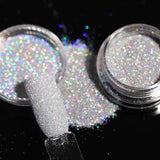 Sparkly iridescent Diamonds Nail Glitter Shinning iridescent Silver Gold Nail Polish Powder Flakes Dust Chrome Pigment Decor