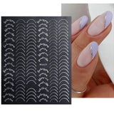 3D Nail Stickers Decals Ink Watermark Spring Summer Black Lines Flower Leaf Tree For Manicures Nail Art Decoration