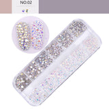 12 Grids Colorful Crystal Nail Art Rhinestones Acrylic Nail Stones Beads Studs Flat Back Glitter Tips 3D Nails Art Decorations