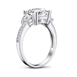 Xpoko Luxury 925 Sterling Silver 3.5Ct Cushion Cut Three Stone Engagement Wedding Ring Anniversary High-End Jewelry