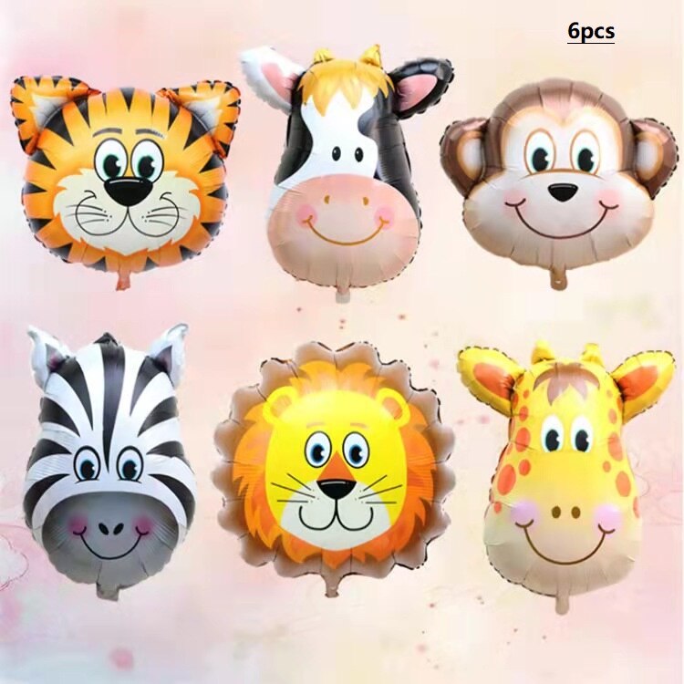 Xpoko Children's Jungle Birthday Party 137X274 Waterproof And Oilproof Wild Animal Tiger Lion Pattern Disposable Tablecloth Balloon