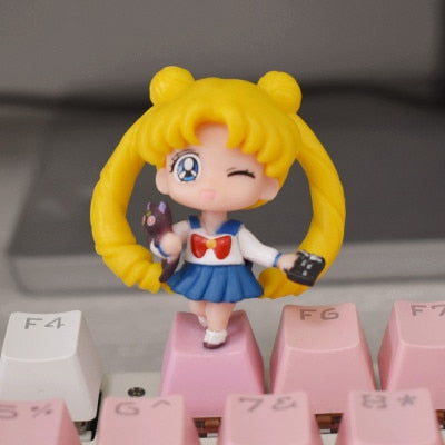 1PC PBT Cute Personality Mechanical Keyboard Keycaps Accessories Beautiful Girl Pink Cartoon Anime Model Single Custom Key Cap