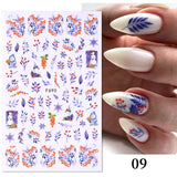 Merry Christmas 3D Nails Sticker Winter Cute Cartoon Sliders Snowflake Elk Xmas Tree Decal UV Gel Polisn Manicures Foils Decor