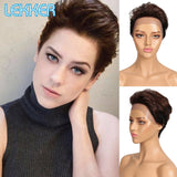 Short Colored Pixie Cut Lace Front Human Hair Wig For Women Pre Plucked Slicked Back Ombre Burg Brazilian Remy 613 Wigs