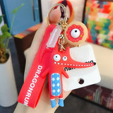 Back to School Cartoon Crocodile Keychain Original Fox Key Chains Childhood Lovely Hedgehog Car Bag Keyring Pendant For Girl Bag Gifts