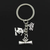 Fashion 30mm Key Chain Keychain Jewelry Silver Color Graduate Diploma Graduation Cap 2021 2022 2023 Pendants For Gift Craft