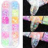 3D Fluorescent Nail Glitter Flakes Set Holographic Powder Sequins Paillette Manicure Nail Art Pigment Decoration Tools GLSP