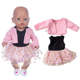 2021 New Born New Baby Fit 18 inch 43cm Doll Clothes Accessories 5-piece Rose Red Unicorn One-piece Dress For Baby Birthday Gift