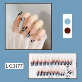 24pcs Gradient Cherry False Nails Tips Coffin Press On Nail with Butterfly Print Design Girl DIY Nail Patch Removable Fake Nails