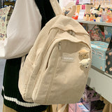 Kawaii Women Mochila Fashion Female Corduroy Travel Backpack for Teenager Girl School Bag Simple Cute Black Rucksack