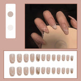 Xpoko 24pcs Round Head Strap Wear Long Paragraph Fashion Manicure Patch False Nails Save Time Wearable Nail Patch