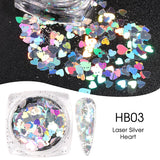 Sparkly Mirror Butterfly Sequin Nail Flakes Holographic Glitter Heart Star Aurora 3D Nail Paillette Decoration Design GLHB01-04