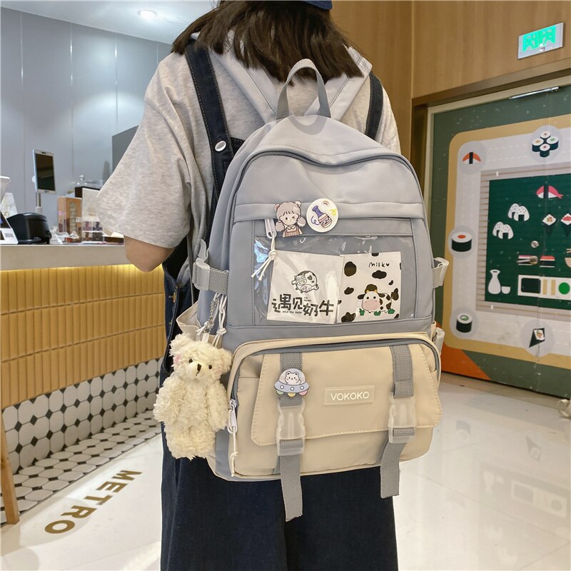 Fashion Girls School Bag College Laptop Rucksack Waterproof Women Cute Backpack Kawaii Teenager Bookbag Travel Mochila