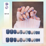 Bow Short Level False Nails Adhesive 3D Beautiful Stick-on Nails Artificial Square Jump Color Fake Nails with Design Z350