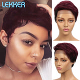 613 Blonde Short Straight Pixie Part Lace Front Human Hair Wig For Women Brazilian Remy Ombre Colored PrePlucked Wavy Wig