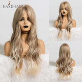 Xpoko EASIHAIR Long Light Blonde Ombre Natural Wave Style Wigs Heat Resistant Synthetic Wigs Middle Part Hair Cosplay Wigs For Women