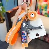 Back to School Cartoon Crocodile Keychain Original Fox Key Chains Childhood Lovely Hedgehog Car Bag Keyring Pendant For Girl Bag Gifts
