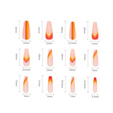 Warm Colors Ombre Thread Designs False Nails Press on Long Ballerina Fake Artificial Fingernail W057