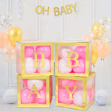 Gold Box Transparent Name Age Box Girl Boy Baby Shower Decorations Baby 2 1st 1 One Birthday Party Decor Gift Babyshower Supplie