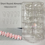 100pcs/box Short Square Almond False Nails Full Cover Press On Acrylic Gel Manicure Nail Art Tips