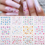 12pcs Valentines Heart Letter Flower Sliders for Nails Manicuring Nail Art Decoration Water Decals Sticker Tips