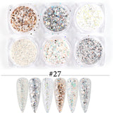 6pcs Rose Gold Nail Glitter Holographic Dip Powder Set Nail Art  Polishing Chrome Pigments Mirror Nail Polish Dust GL1539-NEW