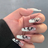 Double Color Long Butterfly Stiletto Ballerina False Nail Tips Heart Cloud Coffin Fake Nail Art Star Acrylic Detachable Decal