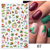 Merry Christmas 3D Nails Sticker Winter Cute Cartoon Sliders Snowflake Elk Xmas Tree Decal UV Gel Polisn Manicures Foils Decor