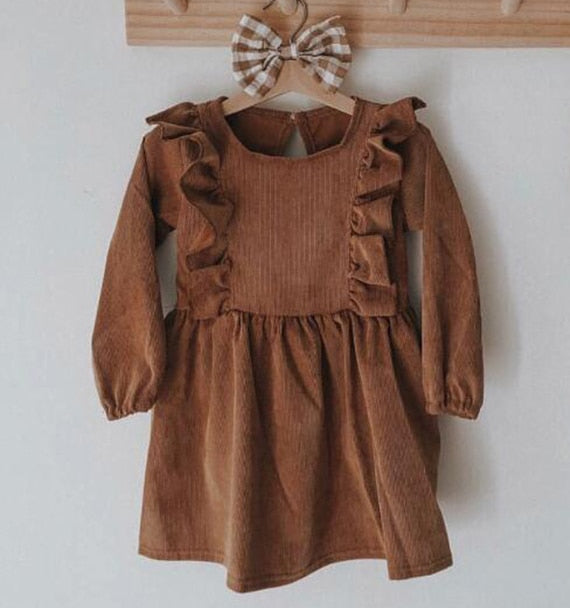 Xpoko 2023 Spring Baby Girls Dresses European & America Toddler Kids Girls Dress Linen Dress Princess Kids Clothings