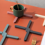 Xpoko Foldable Non-Slip Pot Pan Mat Table Silicone Heat Resistant Pad Cross Holder Coaster Placemat Dish Plate Kitchen Table Trivet