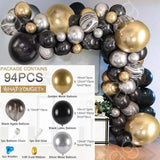 Black Gold Balloon Garland Arch Confetti Latex Baloons Graduation Happy 30th 40th 50th Birthday Party Decor Adults Baby Shower