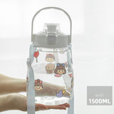 back to school Large Capacity Water Bottle Plastic Kawaii Cup Cute Portable Summer Sports Outdoor Girl Child Tumbler With Straw Strap BPA Free