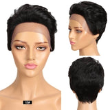 Short Colored Pixie Cut Lace Front Human Hair Wig For Women Pre Plucked Slicked Back Ombre Burg Brazilian Remy 613 Wigs