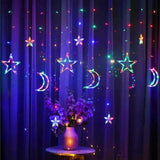 Xpoko Coquimbo LED String Lights Star Moon Curtain Light Warm/Colorful Light EU/US/UK Plug Waterproof 2.5M Fairy Lights For Christmas