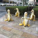 Xpoko Funny Banana Duck Man Statue Cute Peeled Banana Duck Figurines Ornaments Garden Decorations Resin Desktop Ornaments