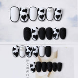 24Pcs/box Wholesales Black Fake Nails Press On for Women Simple Heart Bride Artificial Nail tips Full Cover False Nails Z151